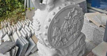 山西芝麻白抱鼓石 庭院抱鼓石