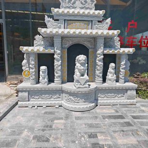 山西芝麻白中国黑石材套墓 花岗岩墓碑