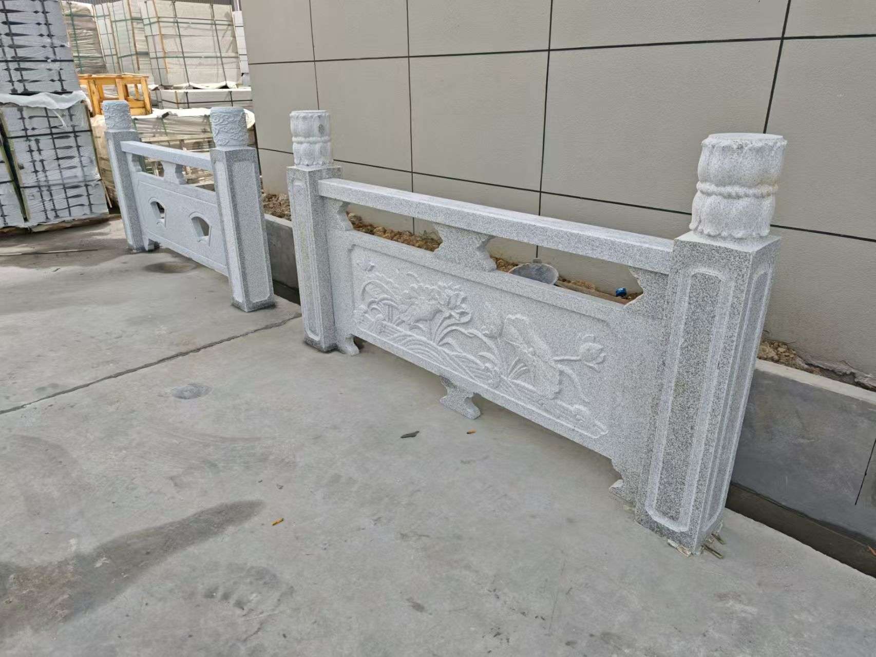 山西芝麻白河道栏杆 石材栏杆