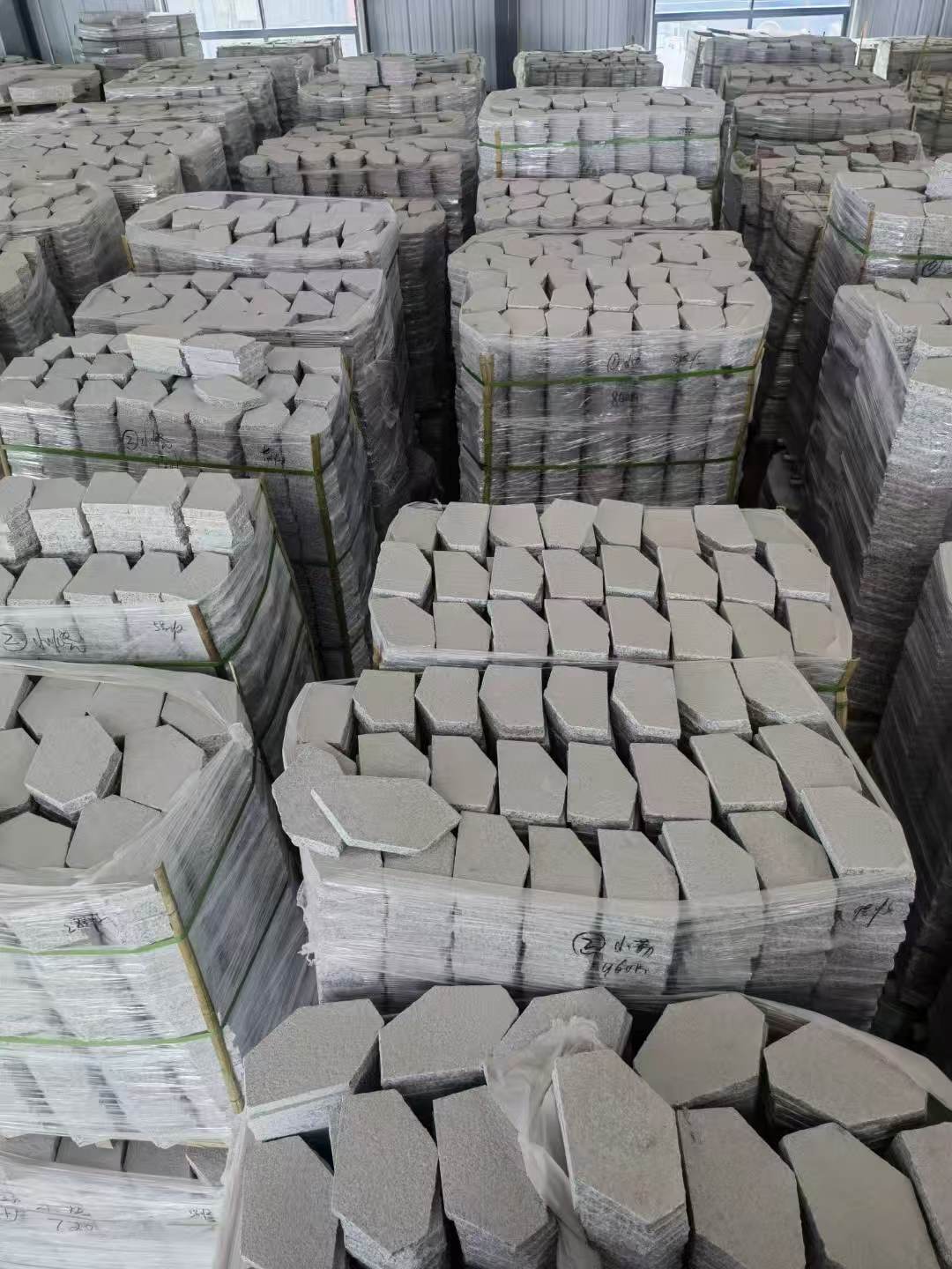 山西芝麻白石材冰裂纹，碎拼。